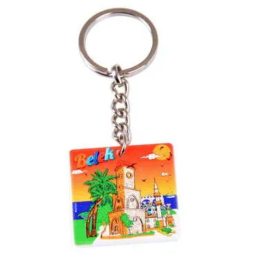 Belek Themed Customised Uv Printed Plastic Base Round Keyring 40x108 mm - 6