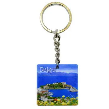 Datca Themed Customised Uv Printed Plastic Base Round Keyring 40x108 mm - 5