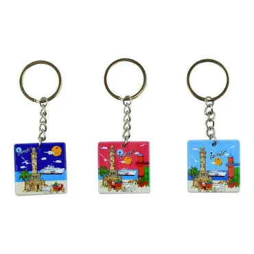 Izmir Themed Customised Uv Printed Plastic Base Round Keyring 40x108 mm - 2