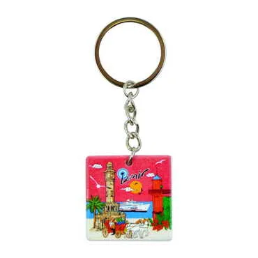 Izmir Themed Customised Uv Printed Plastic Base Round Keyring 40x108 mm - 3