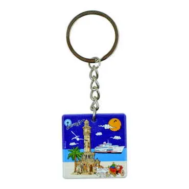 Izmir Themed Customised Uv Printed Plastic Base Round Keyring 40x108 mm - 4