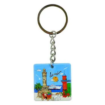 Izmir Themed Customised Uv Printed Plastic Base Round Keyring 40x108 mm - 5