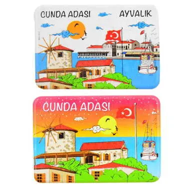 Cunda Themed Customised UV Printed Plastic Base Rectangle Fridge Magnet 80x50 mm - 3