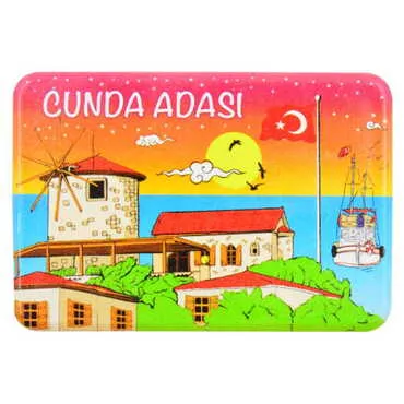 Cunda Themed Customised UV Printed Plastic Base Rectangle Fridge Magnet 80x50 mm - 4