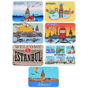 Istanbul Themed Customised UV Printed Plastic Base Rectangle Fridge Magnet 80x50 mm - 3