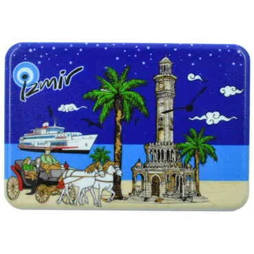 Izmir Themed Customised UV Printed Plastic Base Rectangle Fridge Magnet 80x50 mm - 18