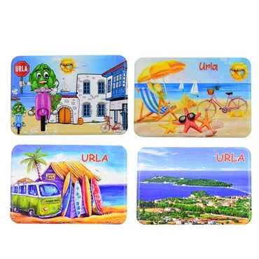 Urla Themed Customised UV Printed Plastic Base Rectangle Fridge Magnet 80x50 mm - 3