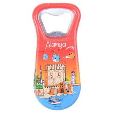 Alanya Themed Customised Uv Printed Plastic Base Plastic Base Bottle Opener 95x43 mm - 4