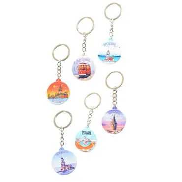Istanbul Themed Customised UV Printed Plastic Base Square Keyring 38x100 mm - 21