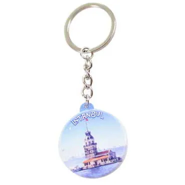 Istanbul Themed Customised UV Printed Plastic Base Square Keyring 38x100 mm - 12