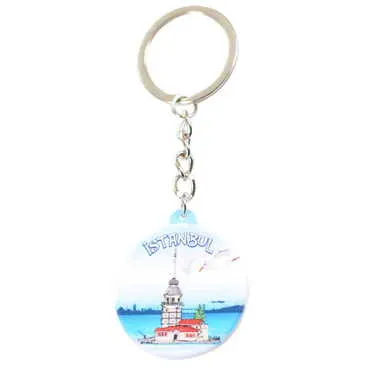 Istanbul Themed Customised UV Printed Plastic Base Square Keyring 38x100 mm - 13