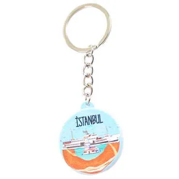 Istanbul Themed Customised UV Printed Plastic Base Square Keyring 38x100 mm - 14