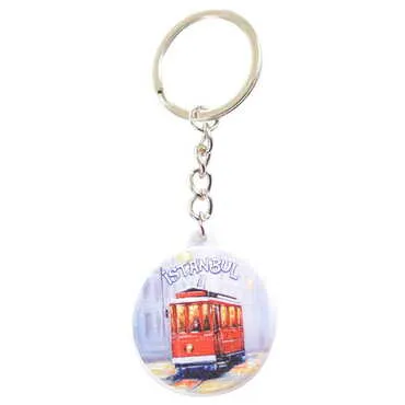 Istanbul Themed Customised UV Printed Plastic Base Square Keyring 38x100 mm - 15