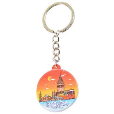 Istanbul Themed Customised UV Printed Plastic Base Square Keyring 38x100 mm - 16