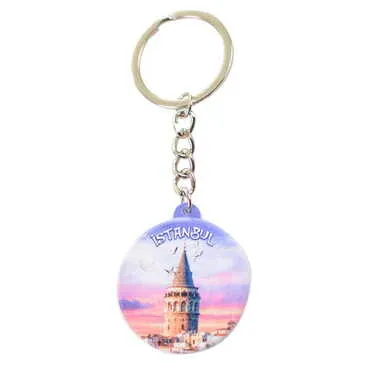 Istanbul Themed Customised UV Printed Plastic Base Square Keyring 38x100 mm - 17