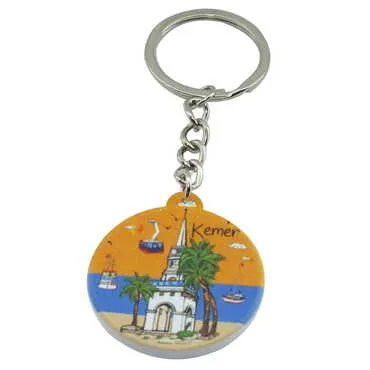 Kemer Themed Customised UV Printed Plastic Base Square Keyring 38x100 mm - 3