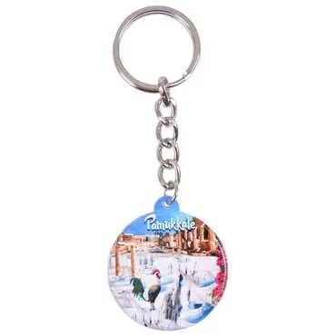 Pamukkale Themed Customised UV Printed Plastic Base Square Keyring 38x100 mm - 3