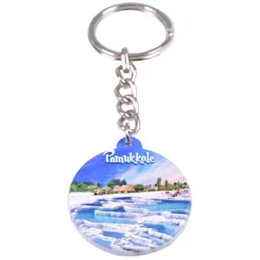 Pamukkale Themed Customised UV Printed Plastic Base Square Keyring 38x100 mm - 4