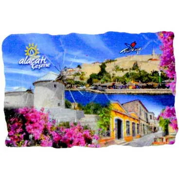 Toptan Alaçatı Bölgesi Temalı Uv Baskılı Mozaik Magnet 80x50 mm - 7