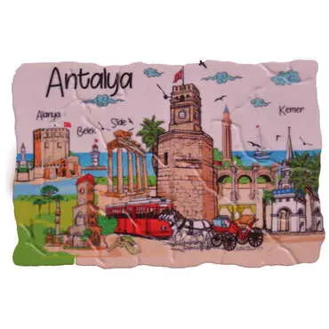 Antalya Themed Customised UV Printed Plastic Base Mosaic Pattern Rectangle Fridge Magnet 80x50 mm - 3