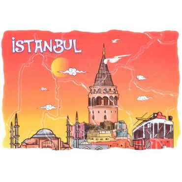 Istanbul Themed Customised UV Printed Plastic Base Mosaic Pattern Rectangle Fridge Magnet 80x50 mm - 24