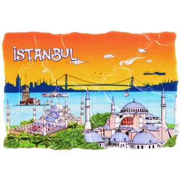 Istanbul Themed Customised UV Printed Plastic Base Mosaic Pattern Rectangle Fridge Magnet 80x50 mm - 26