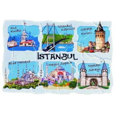Istanbul Themed Customised UV Printed Plastic Base Mosaic Pattern Rectangle Fridge Magnet 80x50 mm - 28