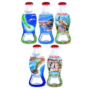 Fethiye Themed Customised Uv Printed Coca Cola Bottle Shape Plastic Base Bottle Opener 42x120 mm - 3