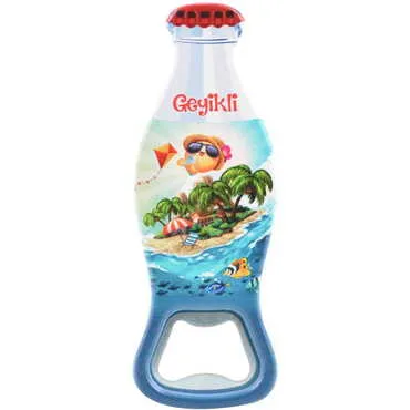 Geyikli Themed Customised Uv Printed Coca Cola Bottle Shape Plastic Base Bottle Opener 42x120 mm - 5