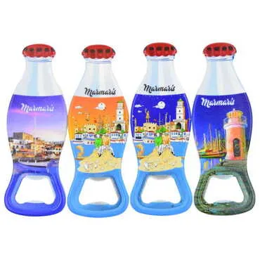 Marmaris Themed Customised Uv Printed Coca Cola Bottle Shape Plastic Base Bottle Opener 42x120 mm - 3