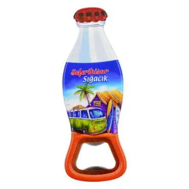 Sığacık Themed Customised Uv Printed Coca Cola Bottle Shape Plastic Base Bottle Opener 42x120 mm - 7