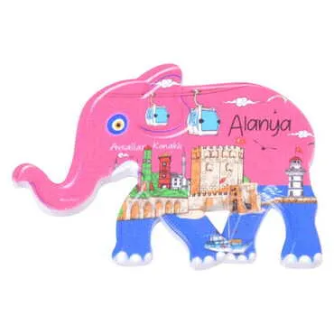 Alanya Themed Customised UV Printed Plastic Base Elephant Shaped Fridge Magnet 86x62 mm - 4