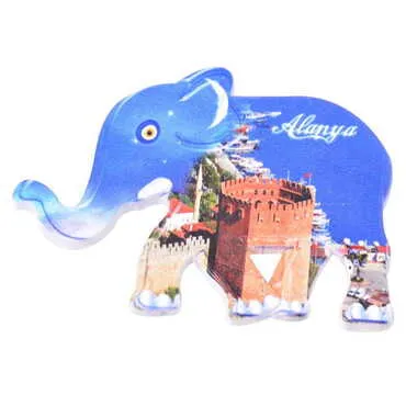 Alanya Themed Customised UV Printed Plastic Base Elephant Shaped Fridge Magnet 86x62 mm - 5