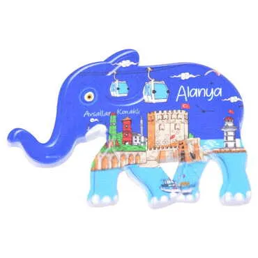 Alanya Themed Customised UV Printed Plastic Base Elephant Shaped Fridge Magnet 86x62 mm - 6