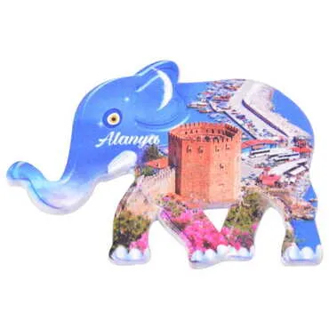 Alanya Themed Customised UV Printed Plastic Base Elephant Shaped Fridge Magnet 86x62 mm - 7