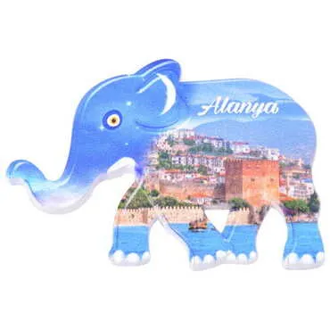 Alanya Themed Customised UV Printed Plastic Base Elephant Shaped Fridge Magnet 86x62 mm - 9