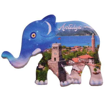 Toptan Antalya Temalı Uv Baskılı Fil Şekilli Magnet 86x62 mm - 6
