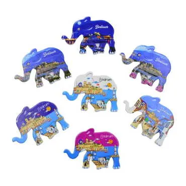 Bodrum Themed Customised UV Printed Plastic Base Elephant Shaped Fridge Magnet 86x62 mm - 3