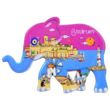 Bodrum Themed Customised UV Printed Plastic Base Elephant Shaped Fridge Magnet 86x62 mm - 6