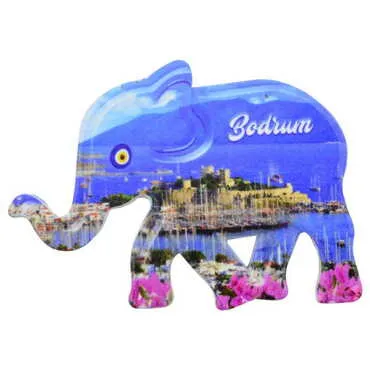 Bodrum Themed Customised UV Printed Plastic Base Elephant Shaped Fridge Magnet 86x62 mm - 7