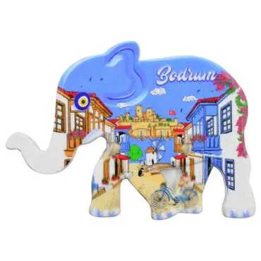 Bodrum Themed Customised UV Printed Plastic Base Elephant Shaped Fridge Magnet 86x62 mm - 8
