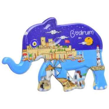 Bodrum Themed Customised UV Printed Plastic Base Elephant Shaped Fridge Magnet 86x62 mm - 9
