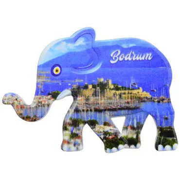 Bodrum Themed Customised UV Printed Plastic Base Elephant Shaped Fridge Magnet 86x62 mm - 10