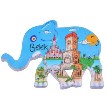 Belek Themed Customised UV Printed Plastic Base Elephant Shaped Fridge Magnet 86x62 mm - 4