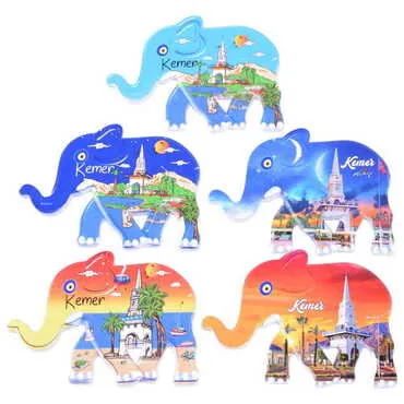 Kemer Themed Customised UV Printed Plastic Base Elephant Shaped Fridge Magnet 86x62 mm - 2