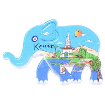 Kemer Themed Customised UV Printed Plastic Base Elephant Shaped Fridge Magnet 86x62 mm - 3