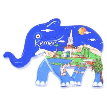 Kemer Themed Customised UV Printed Plastic Base Elephant Shaped Fridge Magnet 86x62 mm - 4