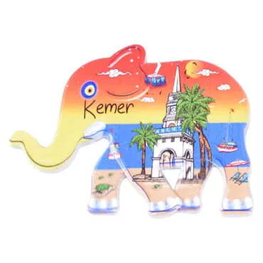 Kemer Themed Customised UV Printed Plastic Base Elephant Shaped Fridge Magnet 86x62 mm - 5