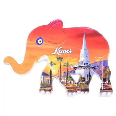Kemer Themed Customised UV Printed Plastic Base Elephant Shaped Fridge Magnet 86x62 mm - 6