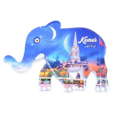Kemer Themed Customised UV Printed Plastic Base Elephant Shaped Fridge Magnet 86x62 mm - 7